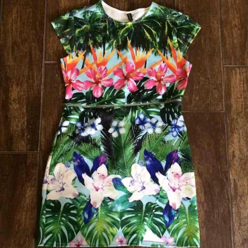 Tropical Floral print Dress M